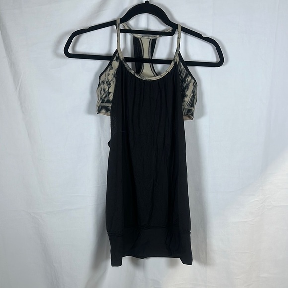 Black and White Tank Top with Sheer Straps - Picture 1 of 5